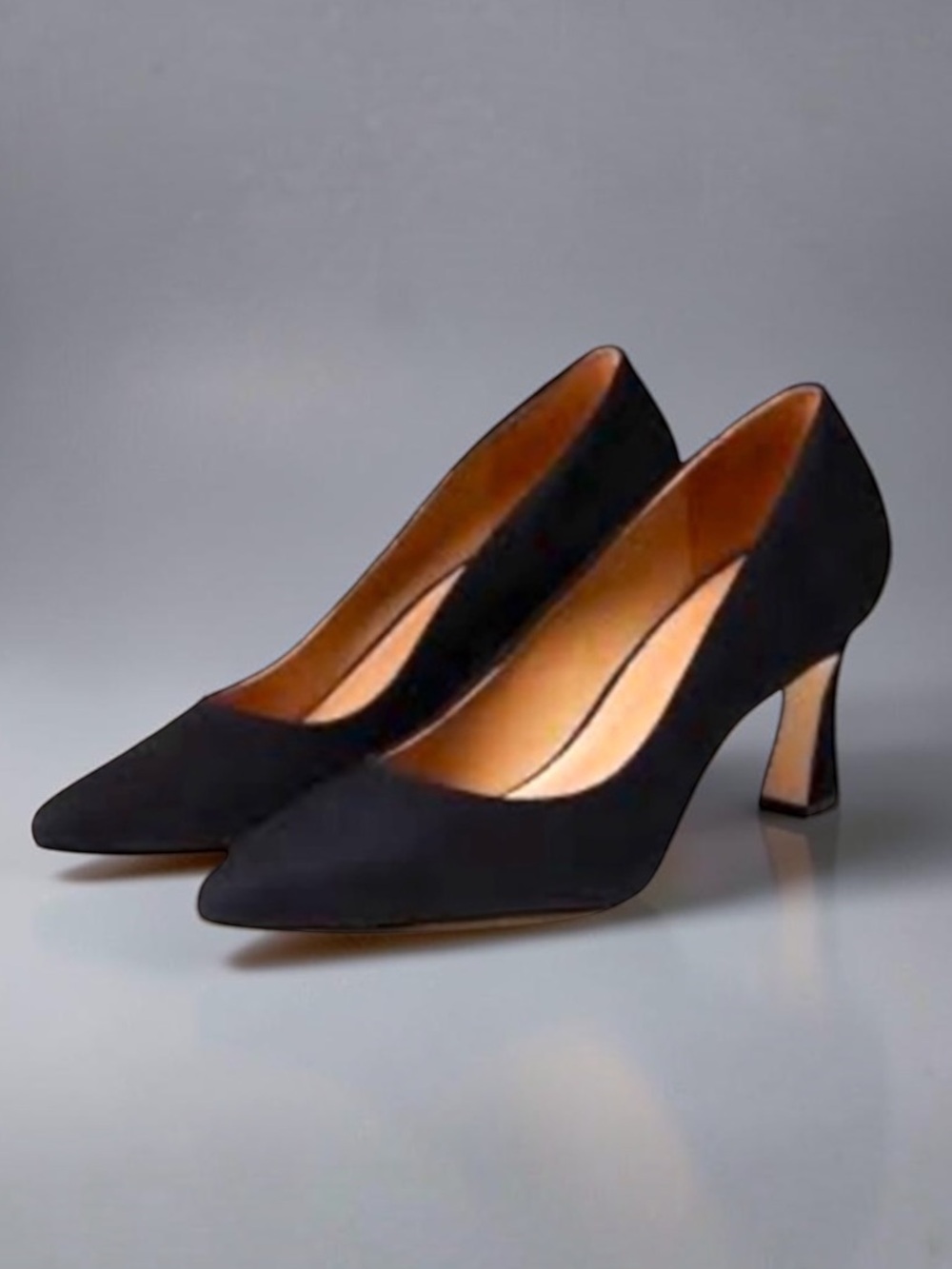 BERNARDO FARYN BLACK SUEDE POINTED TOE PUMPS